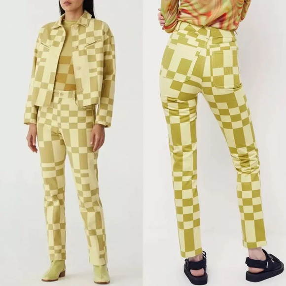 Paloma Wool Jump Pants in Lime Green Check - Picture 5 of 10